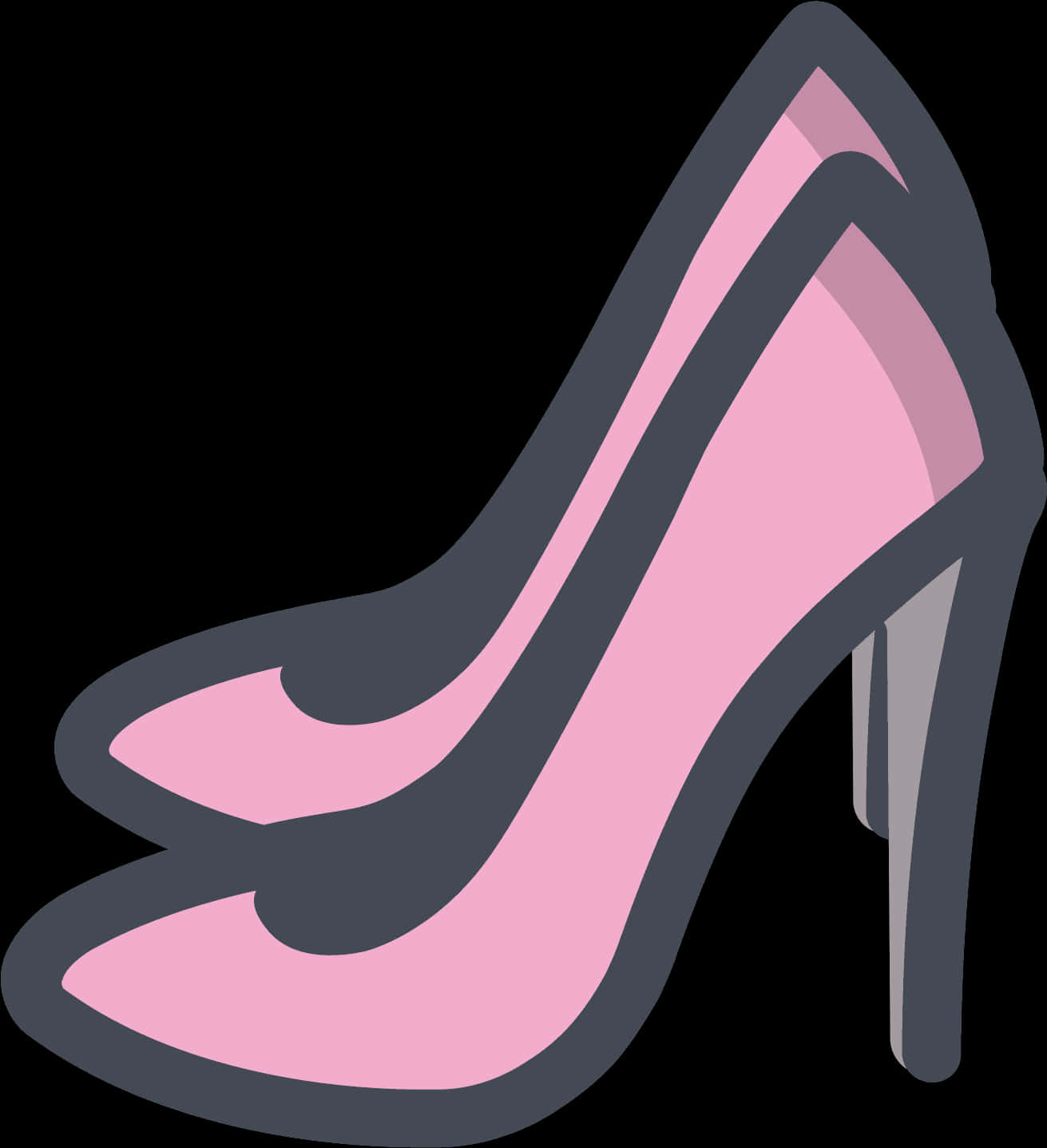 Pink Black High Heel Clipart PNG