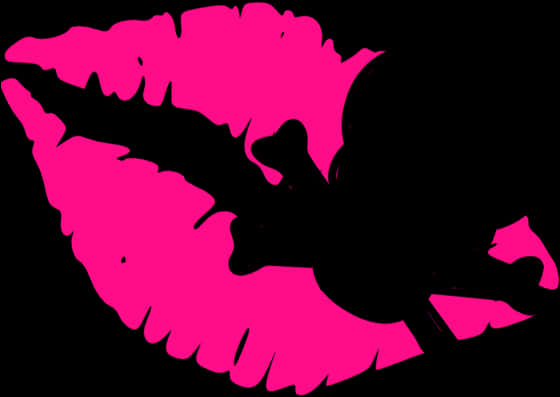 Pink Black Kiss Skull Illusion PNG