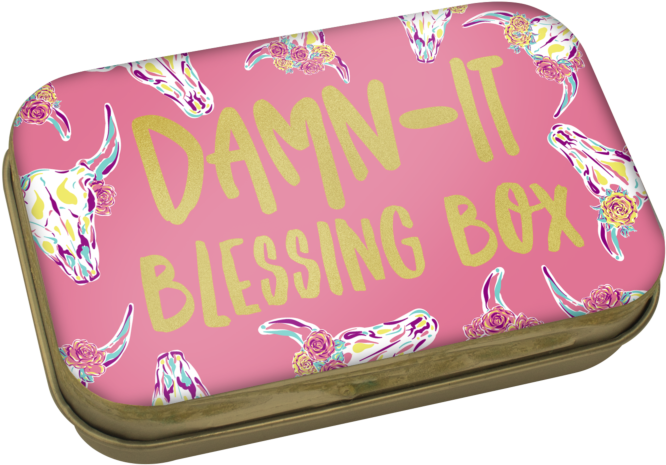 Pink Blessing Boxwith Floral Skull Design PNG