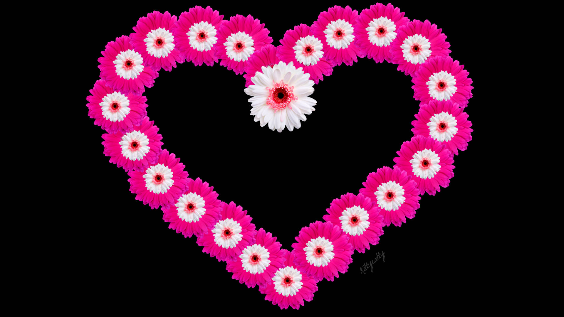 Pink Blomstret Hjerte Wallpaper