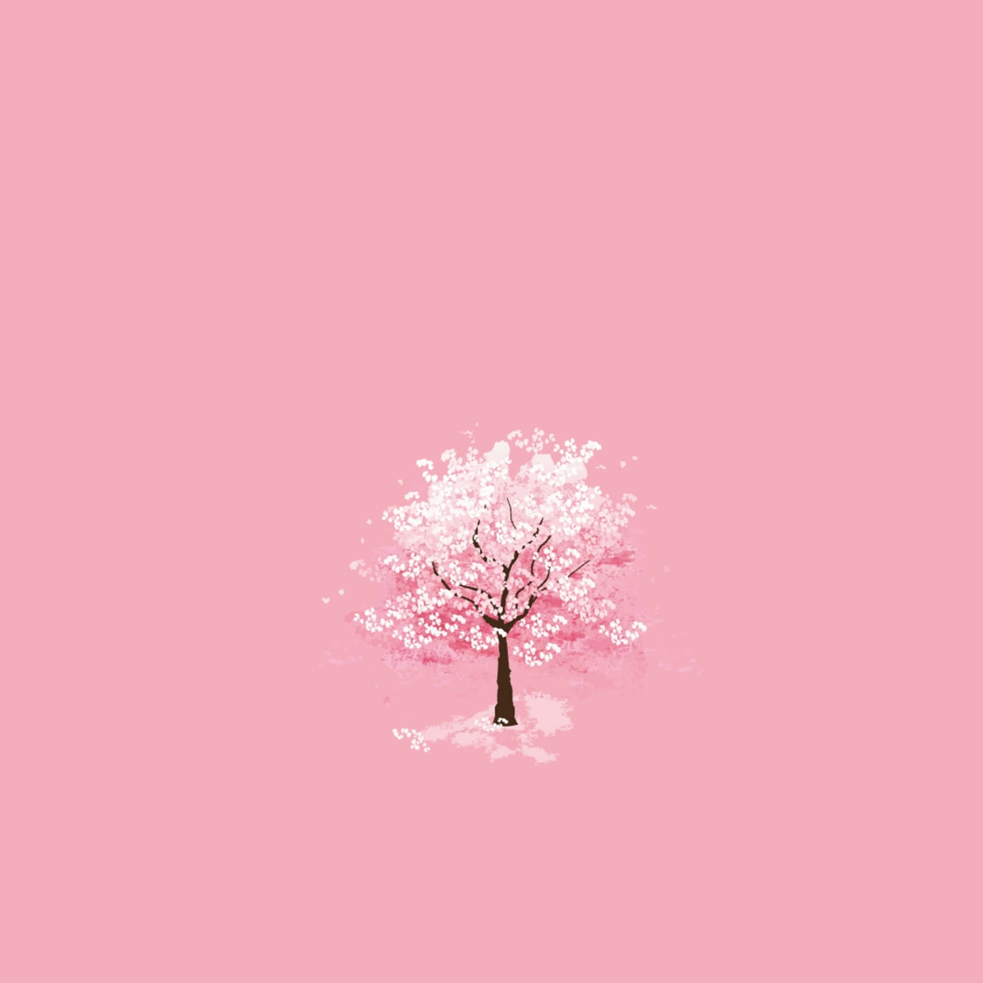 Pink Blossom Tree Minimalist Aesthetic Wallpaper