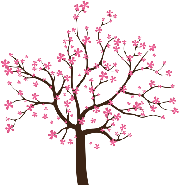 Pink Blossom Tree Vector Illustration PNG
