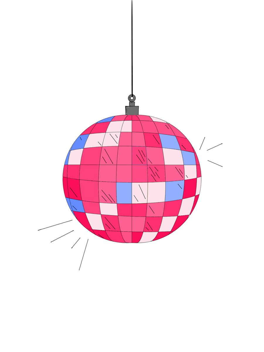 Pink Blue Disco Ball Illustration Wallpaper