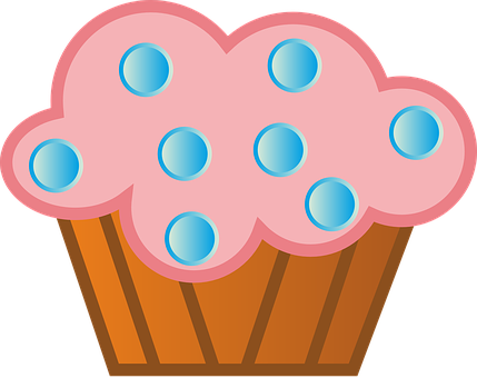 Pink Blue Dotted Cupcake Clipart PNG