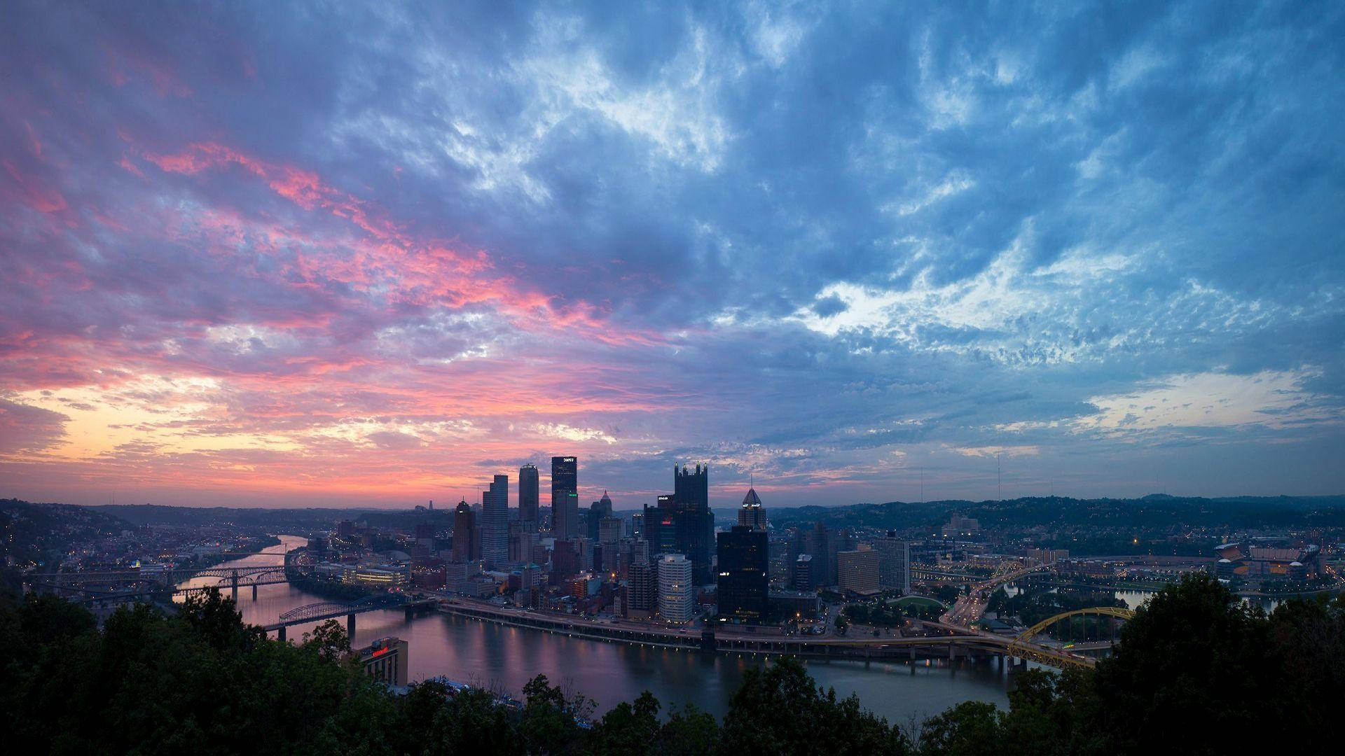 Pink Blue Pittsburgh Background