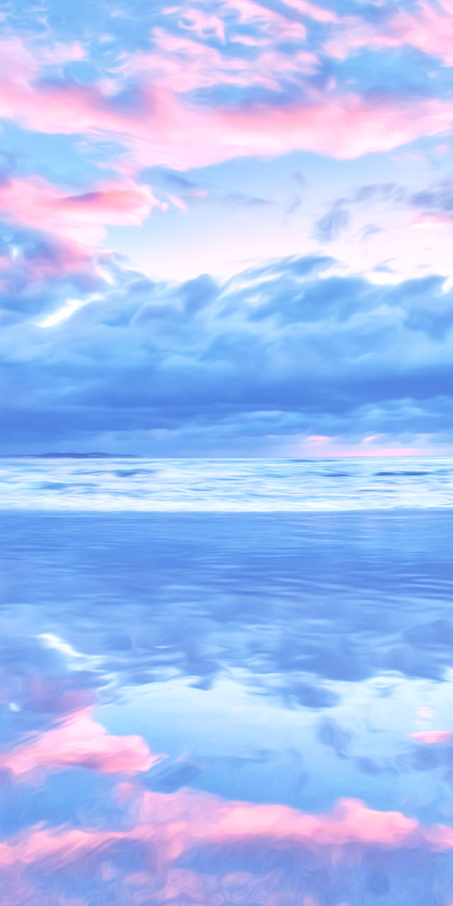 Pink Blue Sky Refleksion Wallpaper
