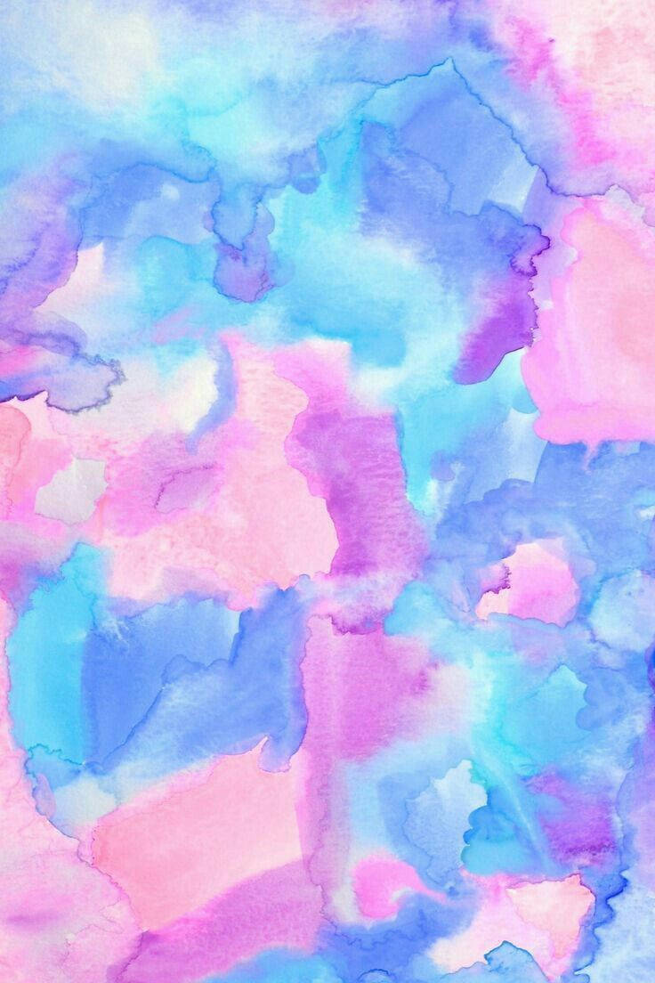 Pink Blue Watercolor Mix Wallpaper