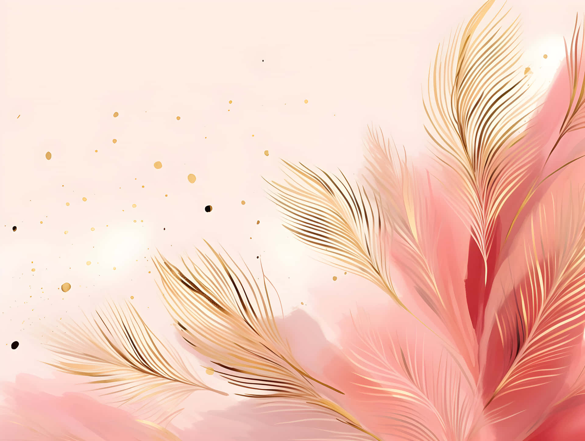 Pink Boho Feather Background Wallpaper