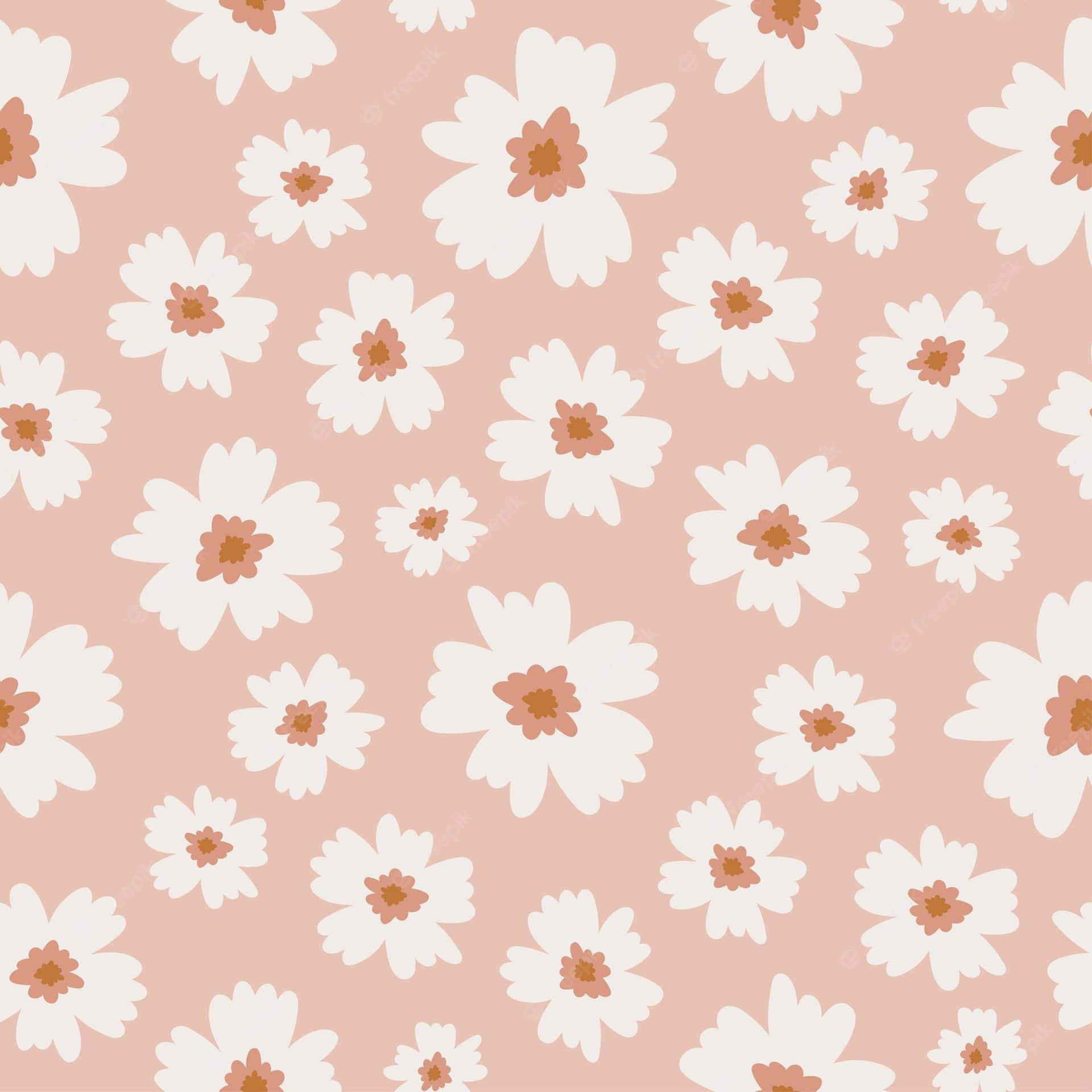 Pink Boho Floral Pattern Wallpaper