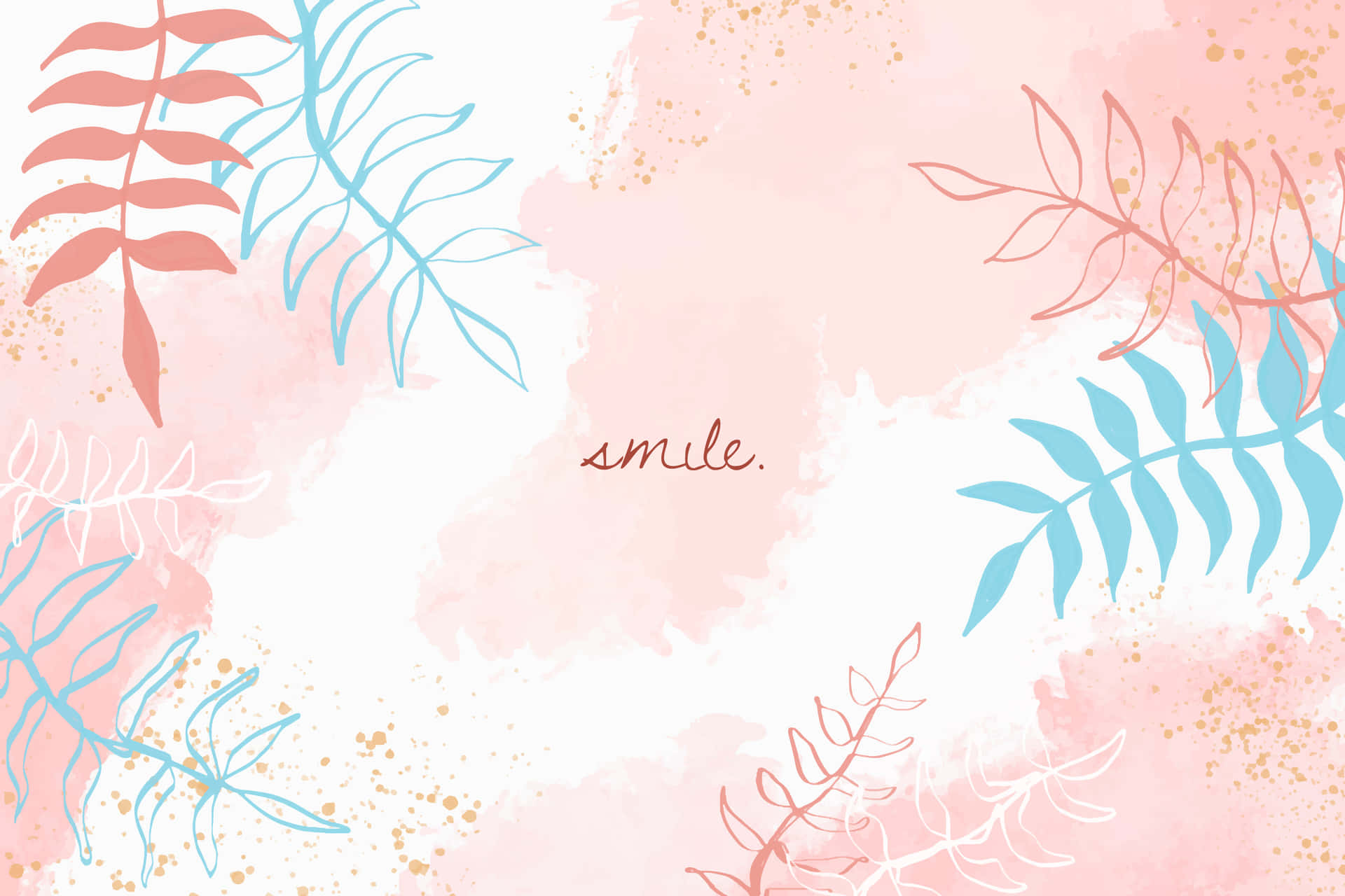 Pink Boho Smile Watercolor Background Wallpaper