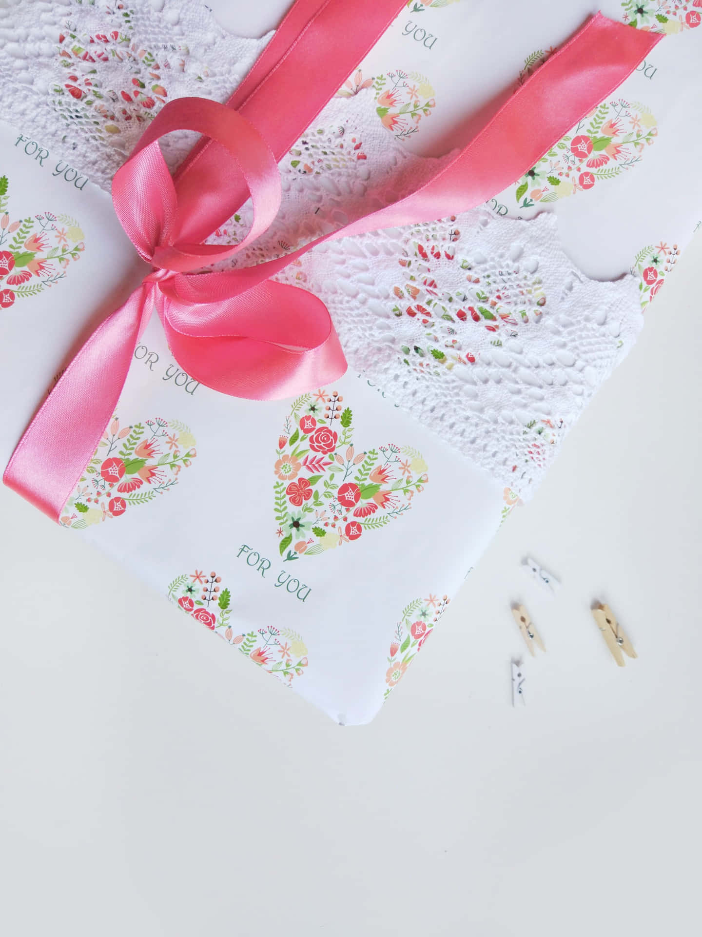 Pink Bow Gift Wrapping Aesthetic Wallpaper