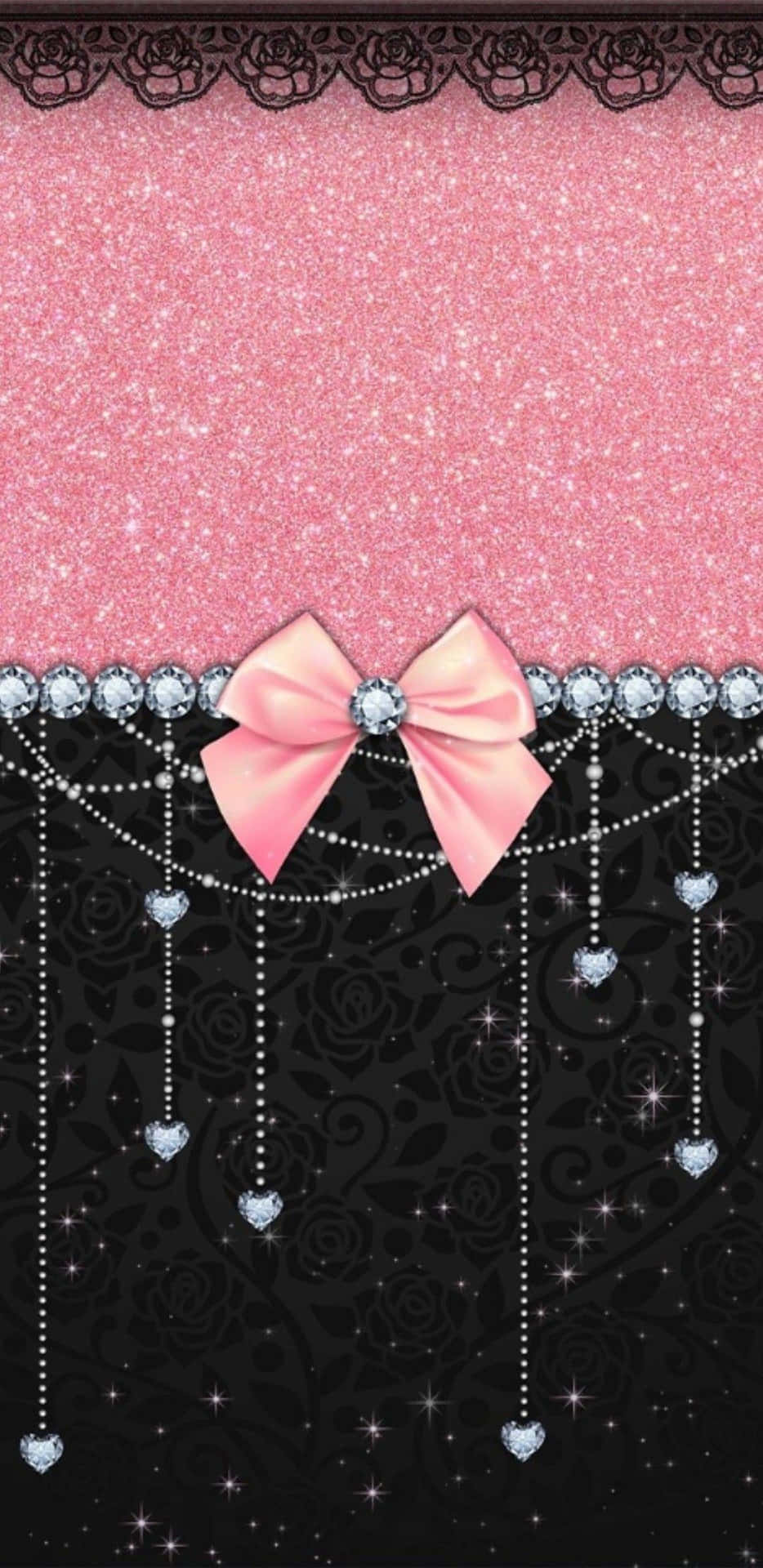 Pink Bowand Diamonds Aesthetic Wallpaper