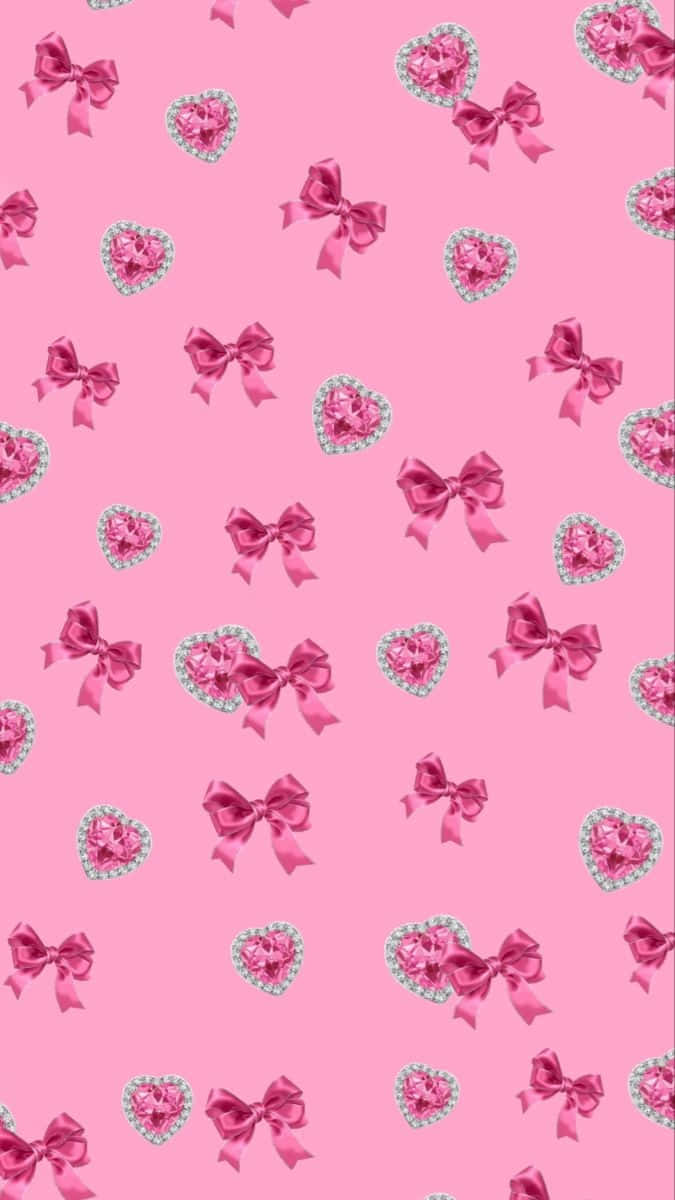 Pink Bowand Heart Pattern Wallpaper Wallpaper