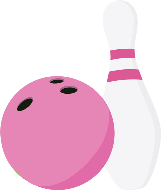 Pink Bowling Balland Pin Illustration PNG