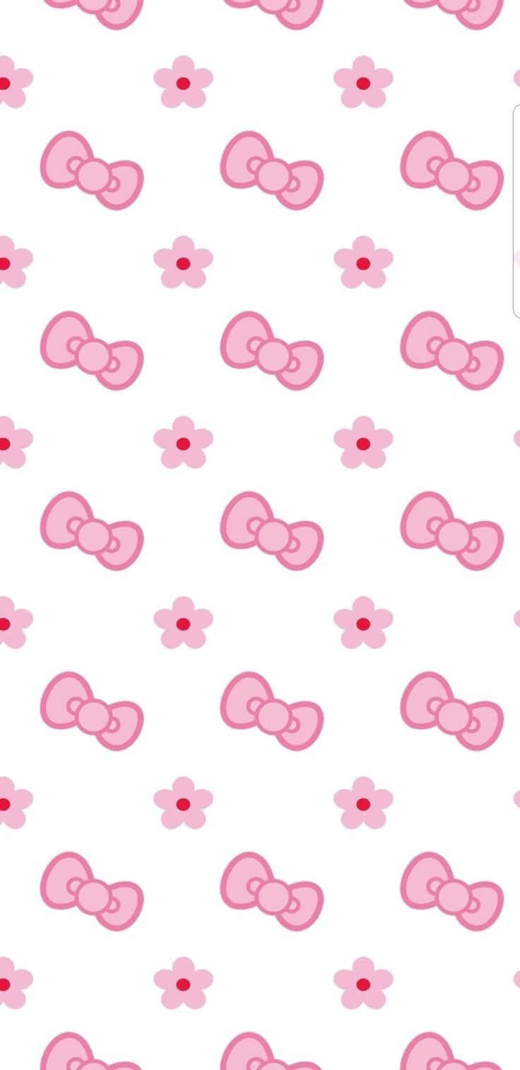 Pink Bowsand Flowers Pattern Wallpaper