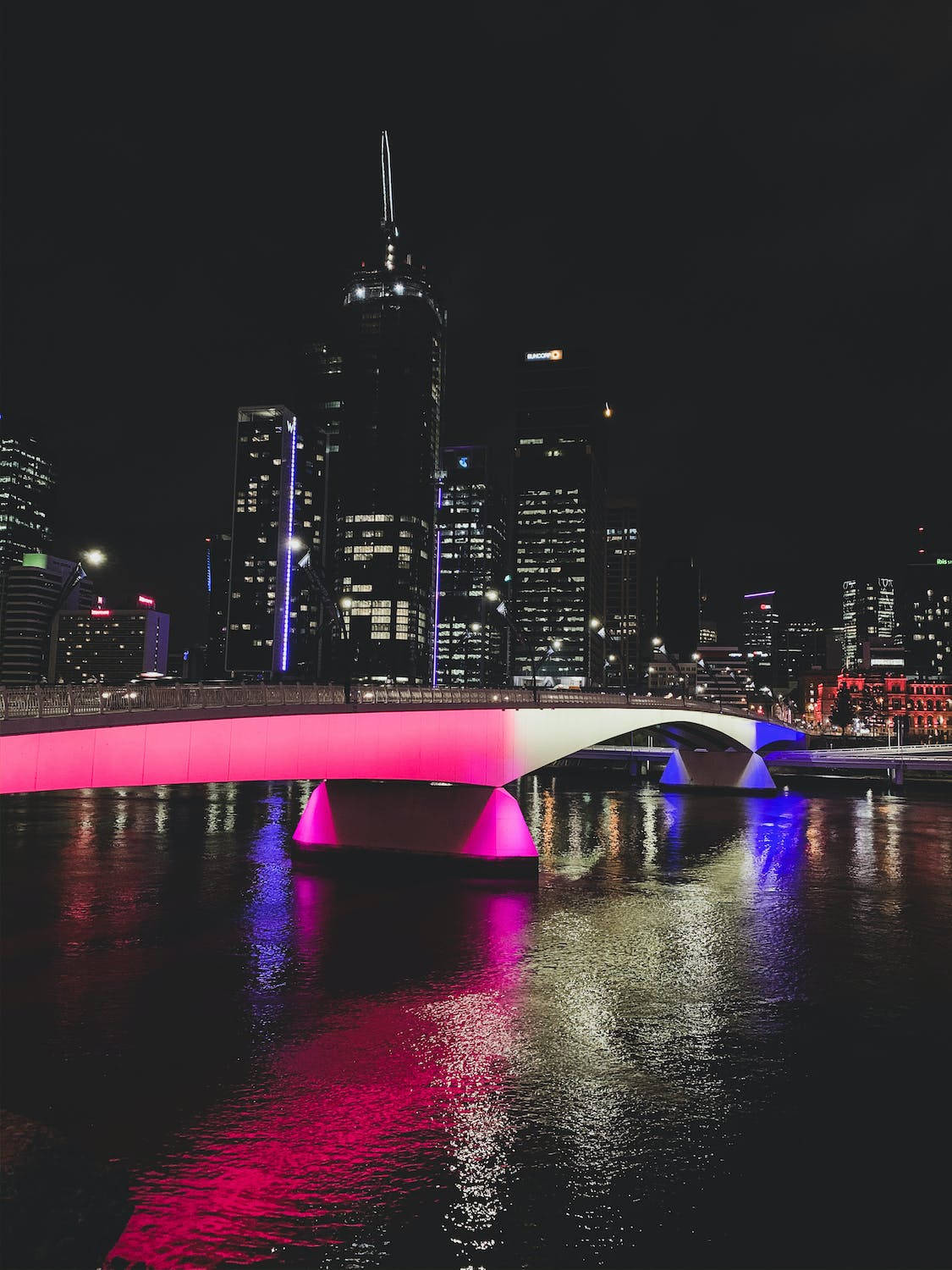 Pink Bridge Night City Wallpaper
