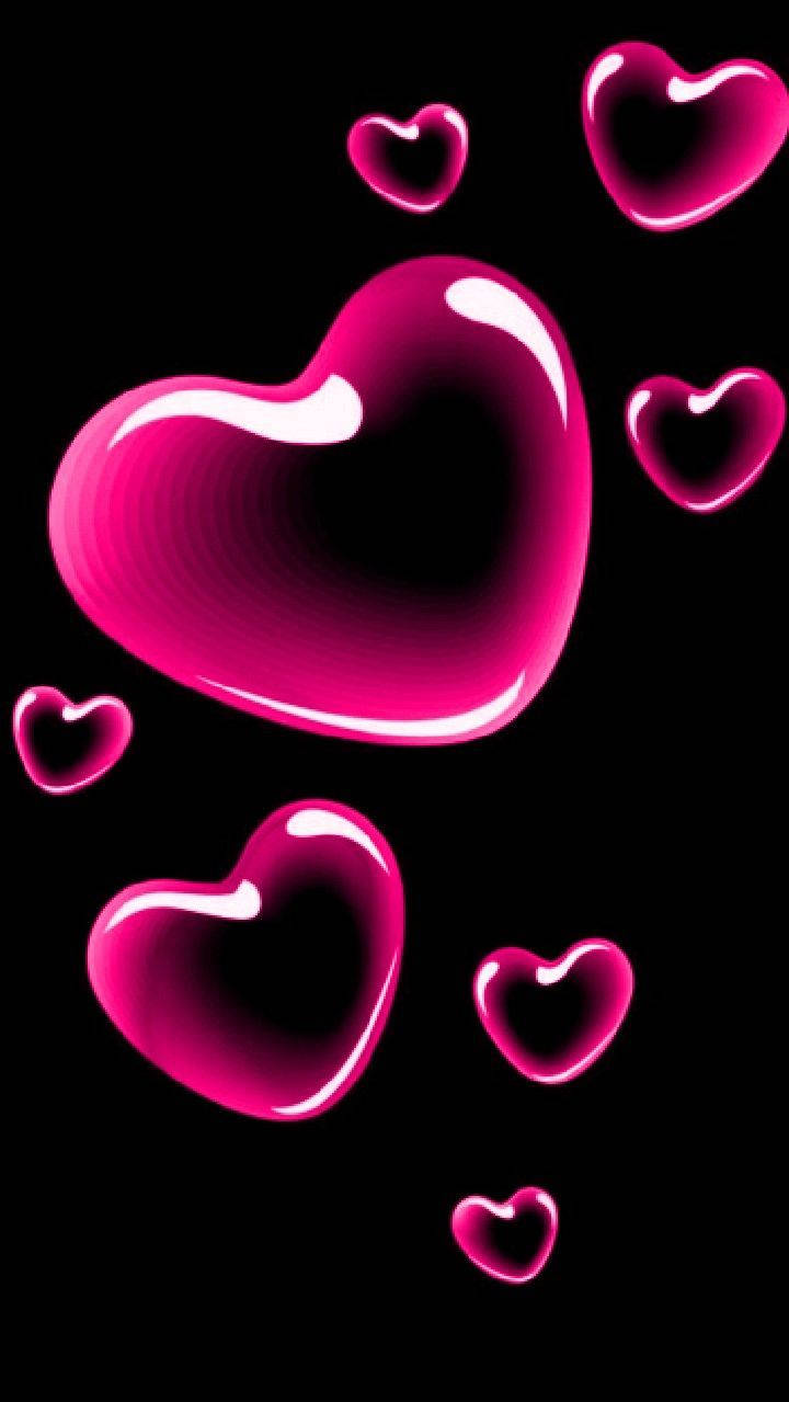 Pink Bubble Heart Love Phone Wallpaper