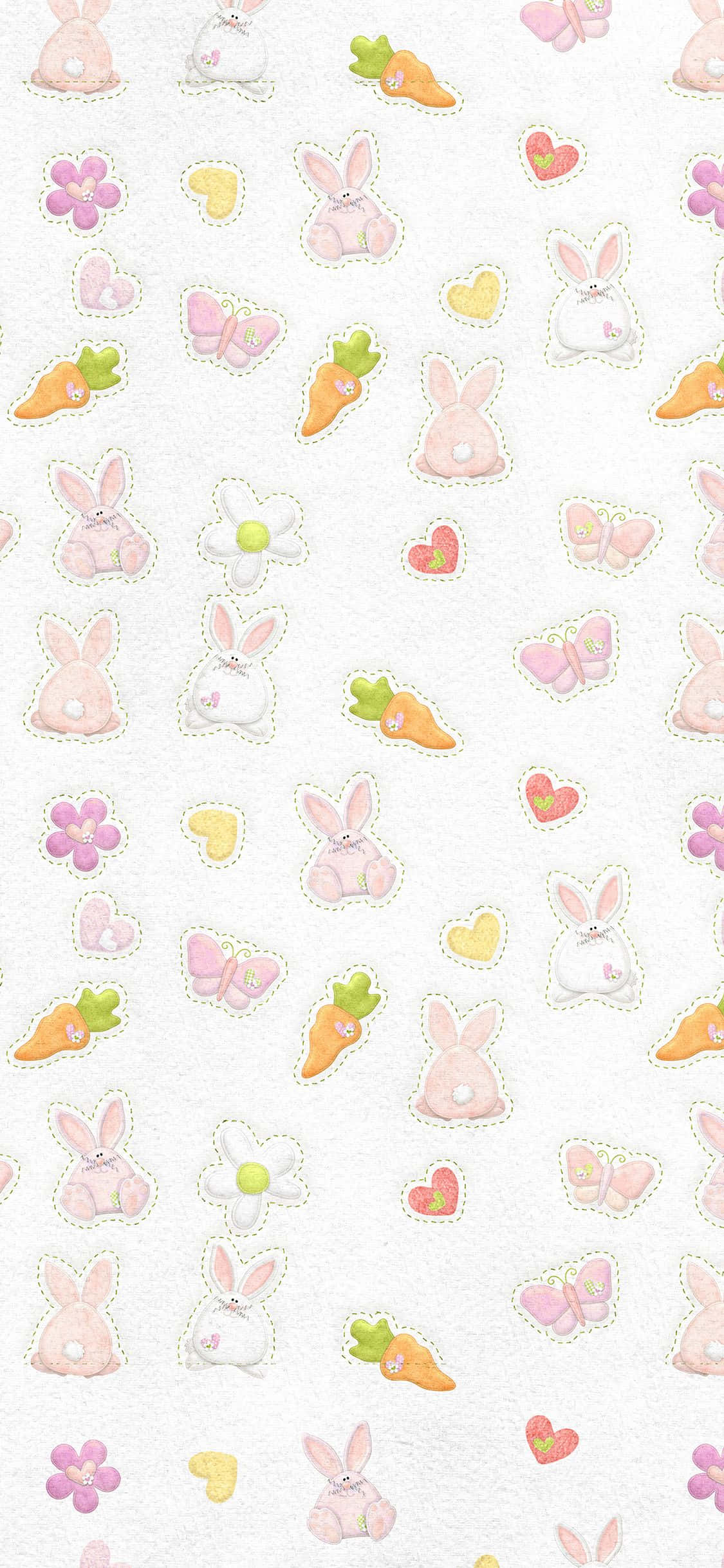 A Cute Pink Bunny Sitting in a Garden Wallpaper