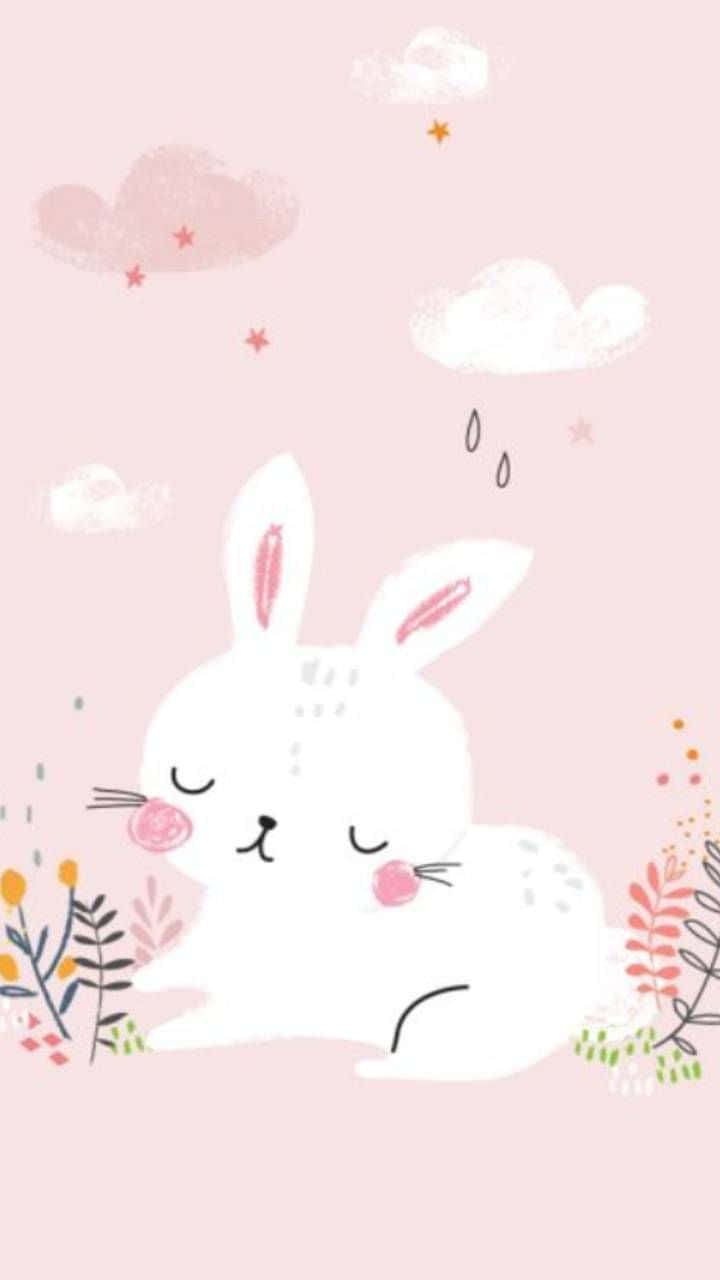 Adorable Pink Bunny Wallpaper