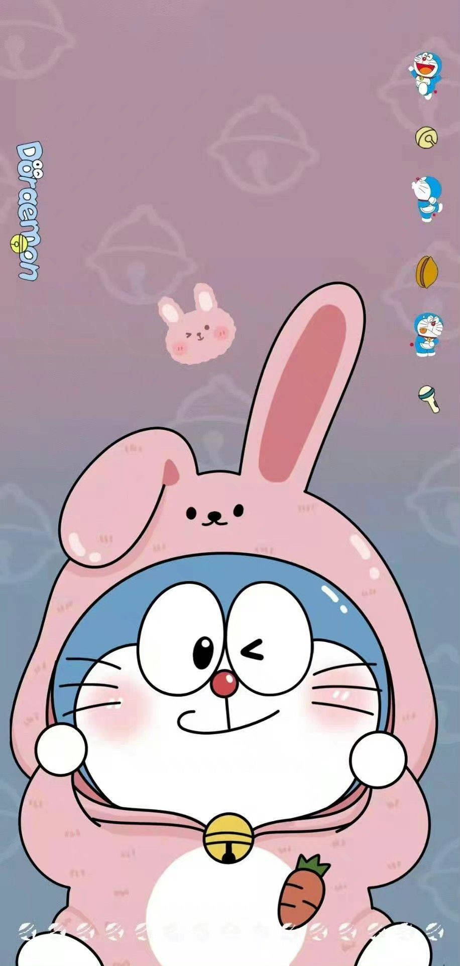 Pink Bunny Costume Doraemon Iphone Background