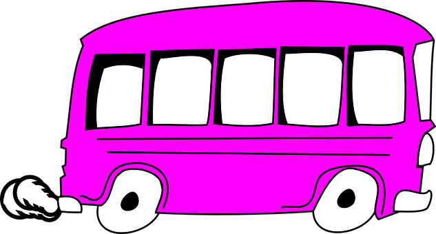 Pink Bus Graphic Illustration PNG