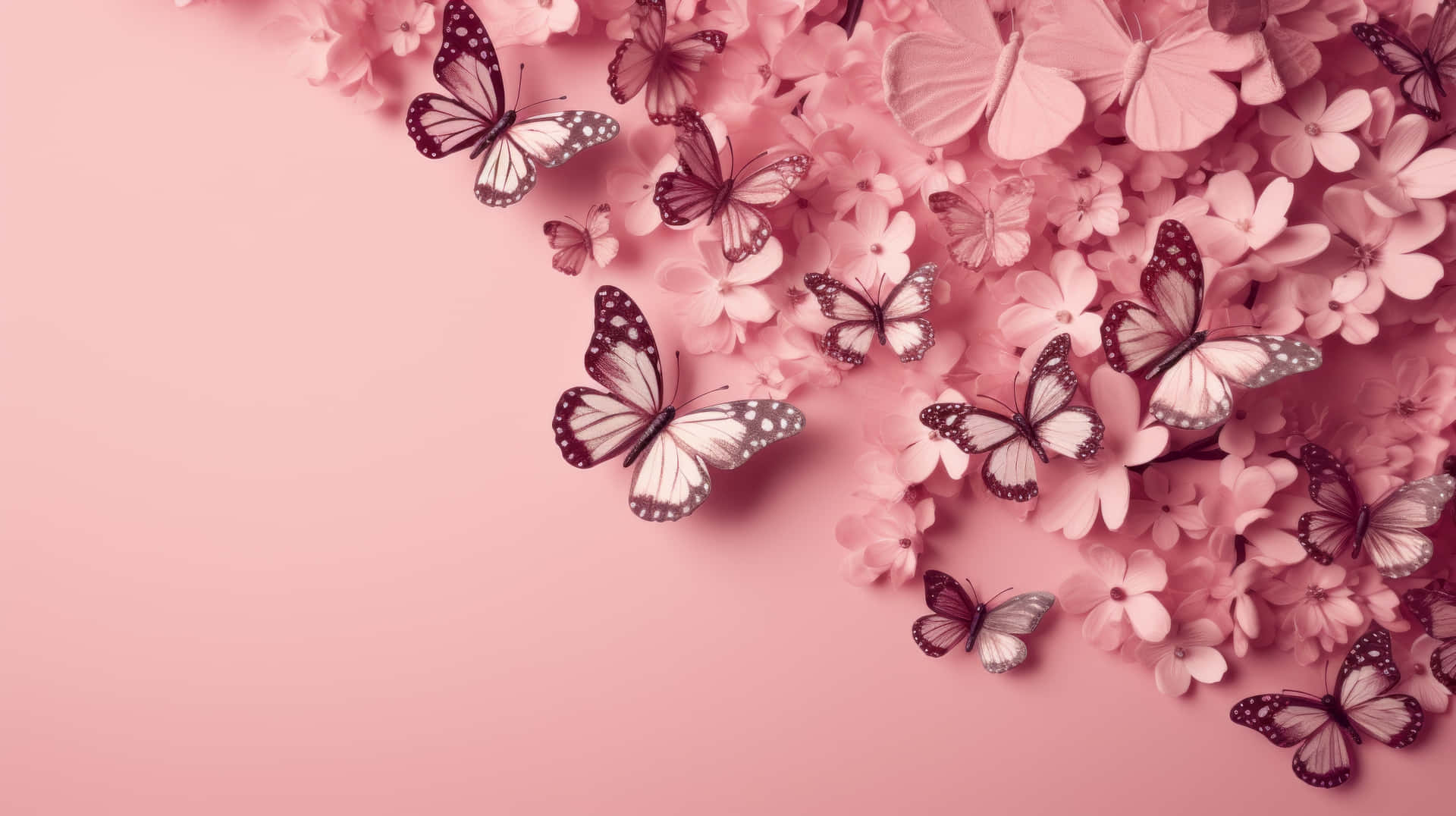 Pink_ Butterfly_ Floral_ Arrangement Wallpaper