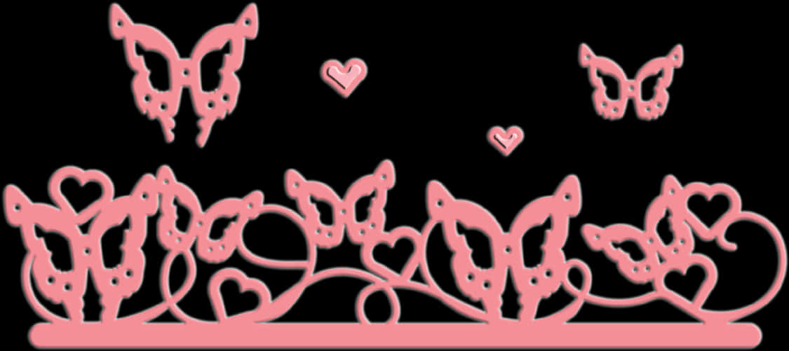 Pink Butterfly Hearts Design PNG