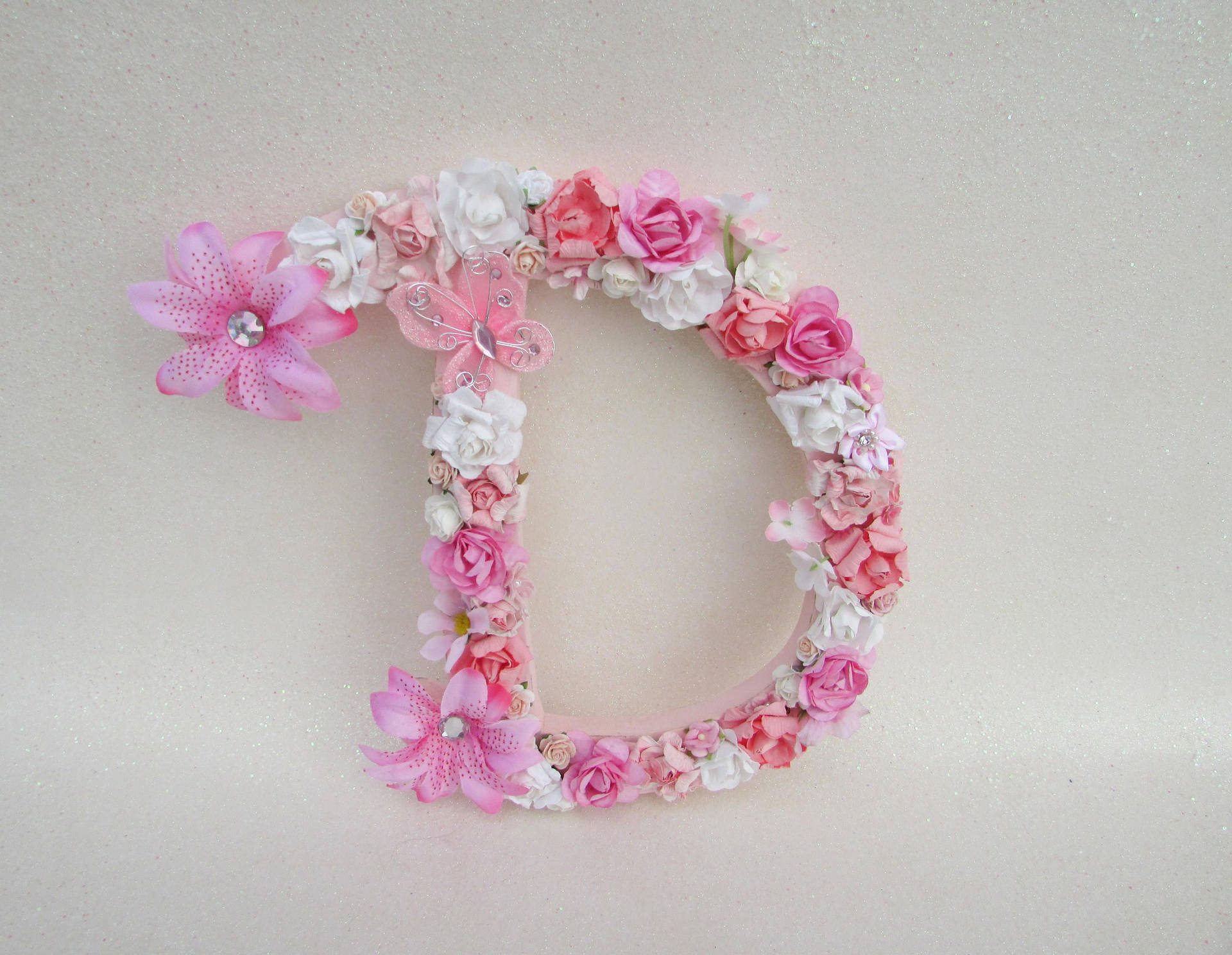 Pink Butterfly Letter D