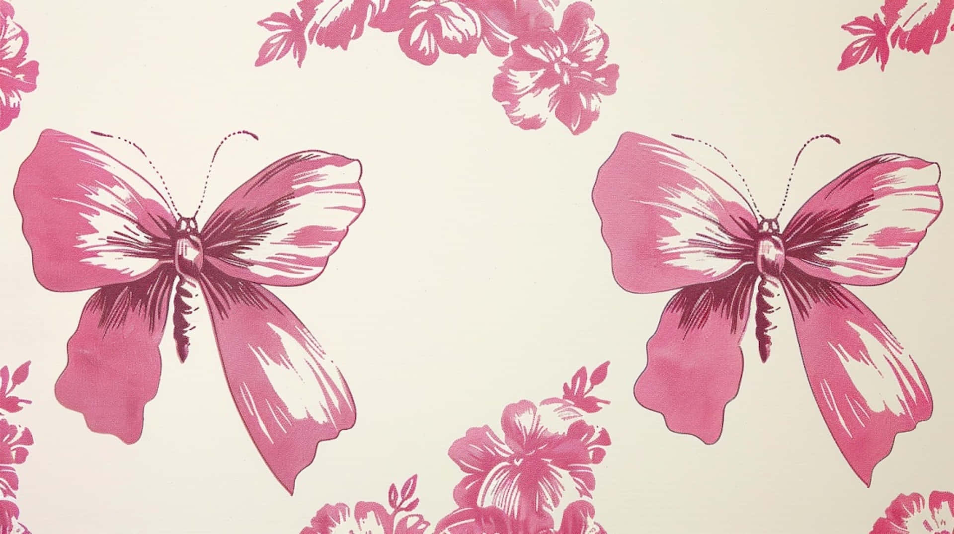 Pink Butterfly Pattern Wallpaper Wallpaper