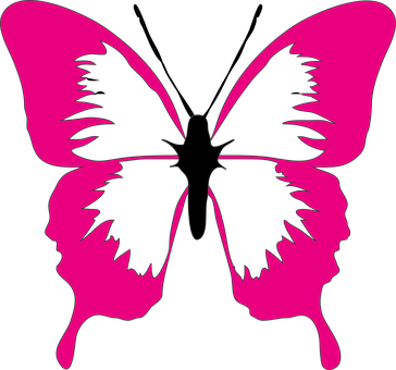 Pink Butterfly Silhouette Faces PNG