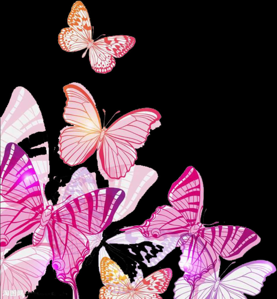 Pink Butterfly Vector Art PNG
