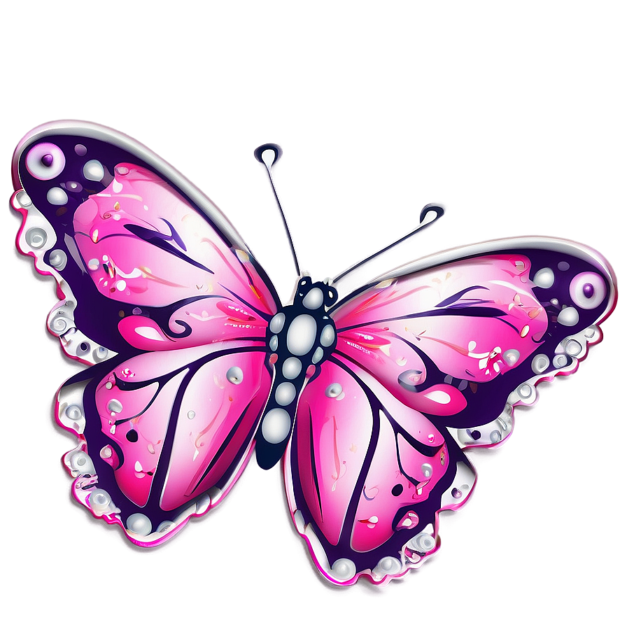 Download Pink Butterfly With Floral Elements Png 05232024 | Wallpapers.com