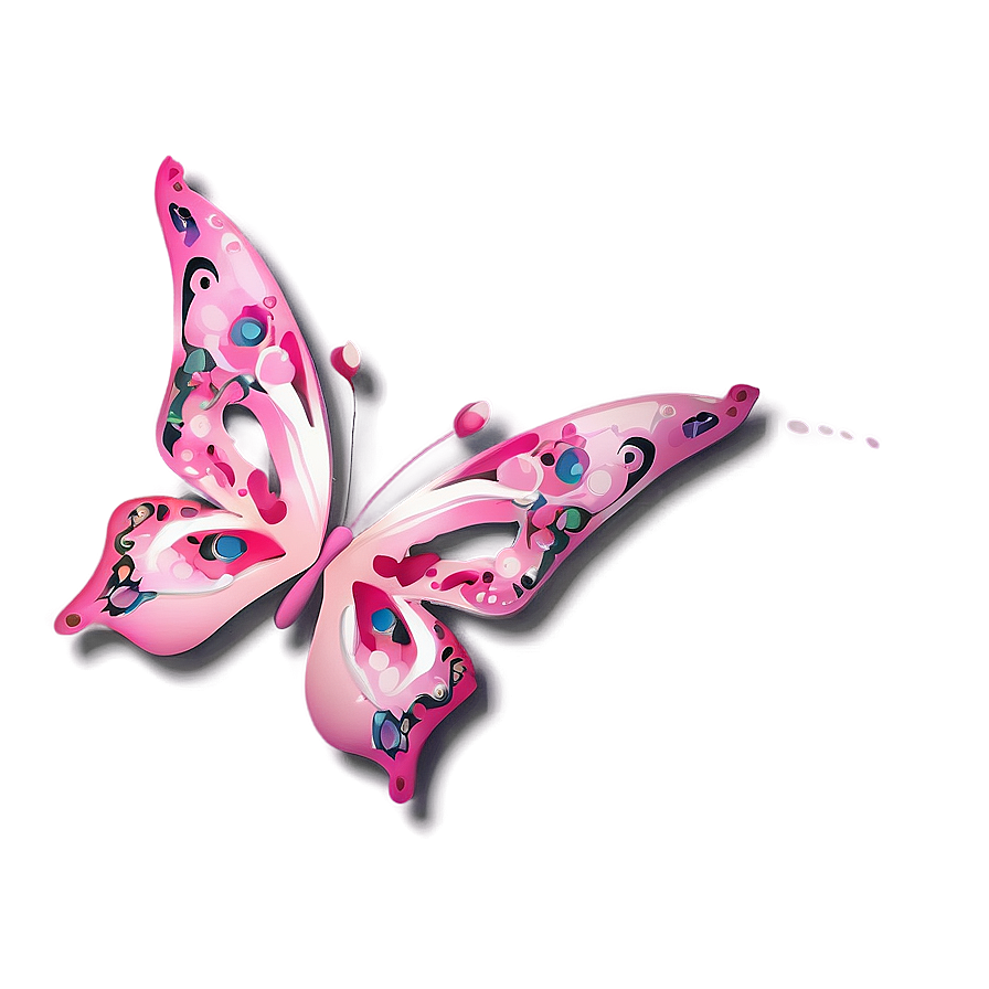 Download Pink Butterfly With Floral Elements Png 05232024