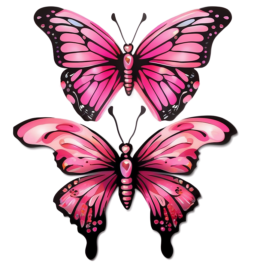 Pink Butterfly With Heart Details Png 78 PNG