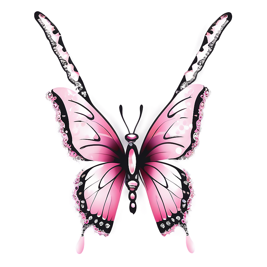 Pink Butterfly With Lace Wings Png Qbp PNG