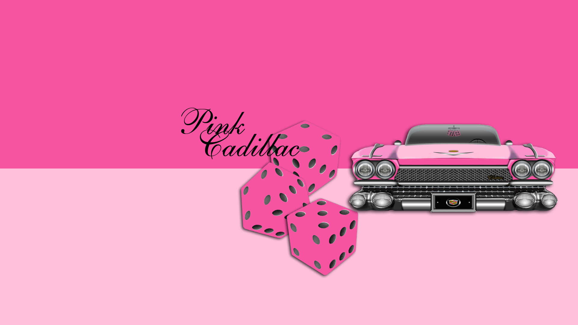 Vintage Pink Cadillac on a Romantic Drive Wallpaper