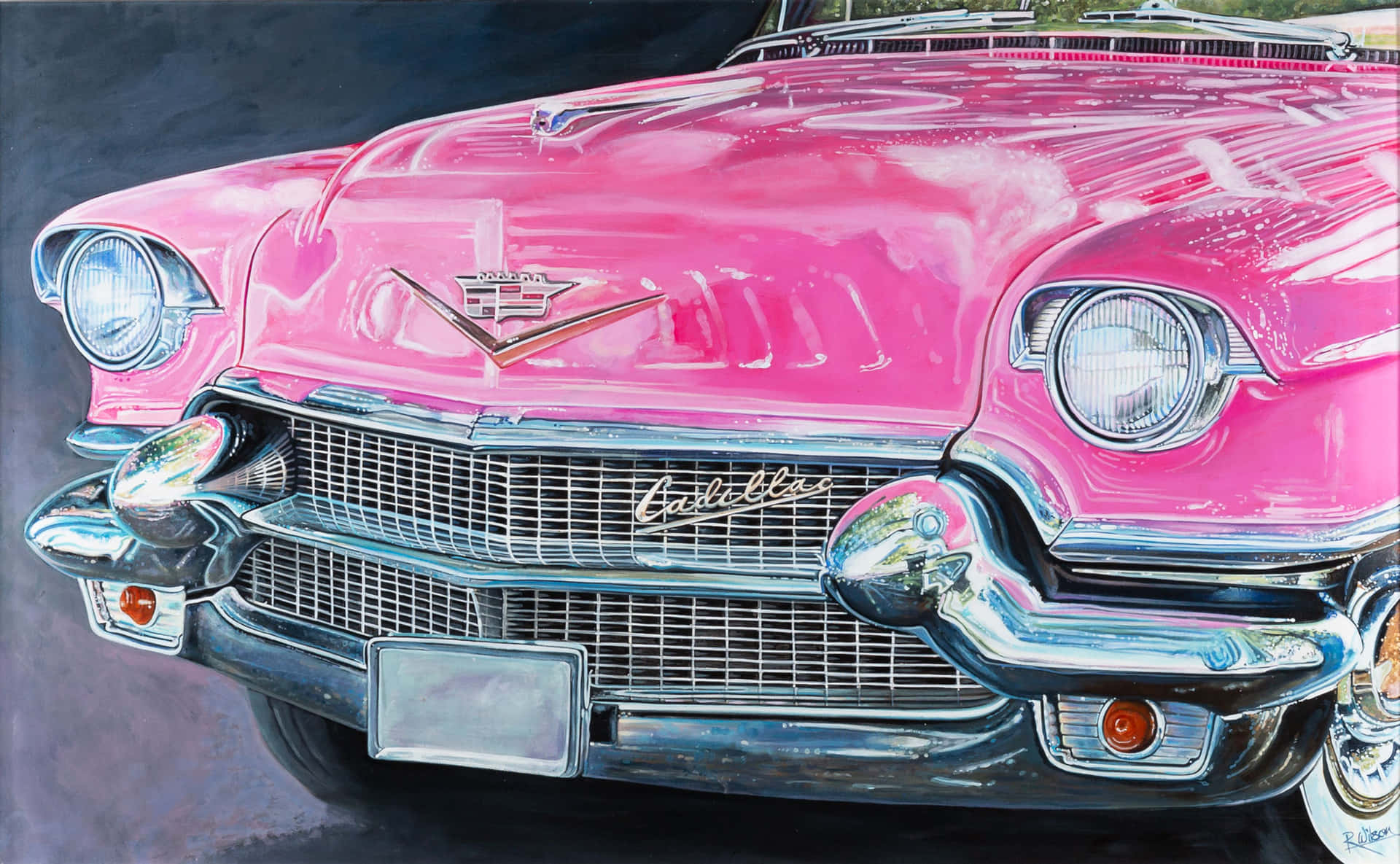 Retro Pink Cadillac in its Glory Wallpaper