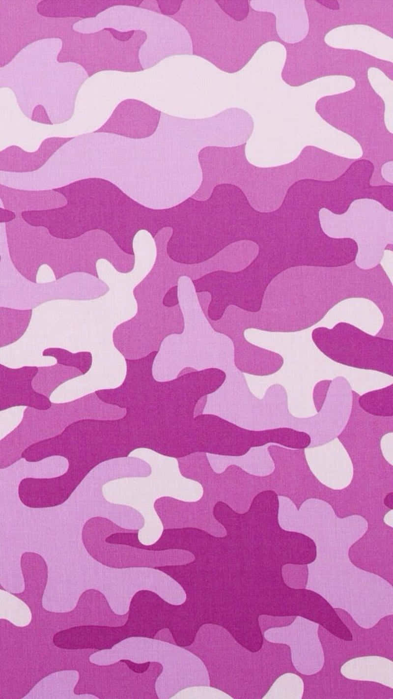 Et pink camouflage stof med hvide og pink striber Wallpaper