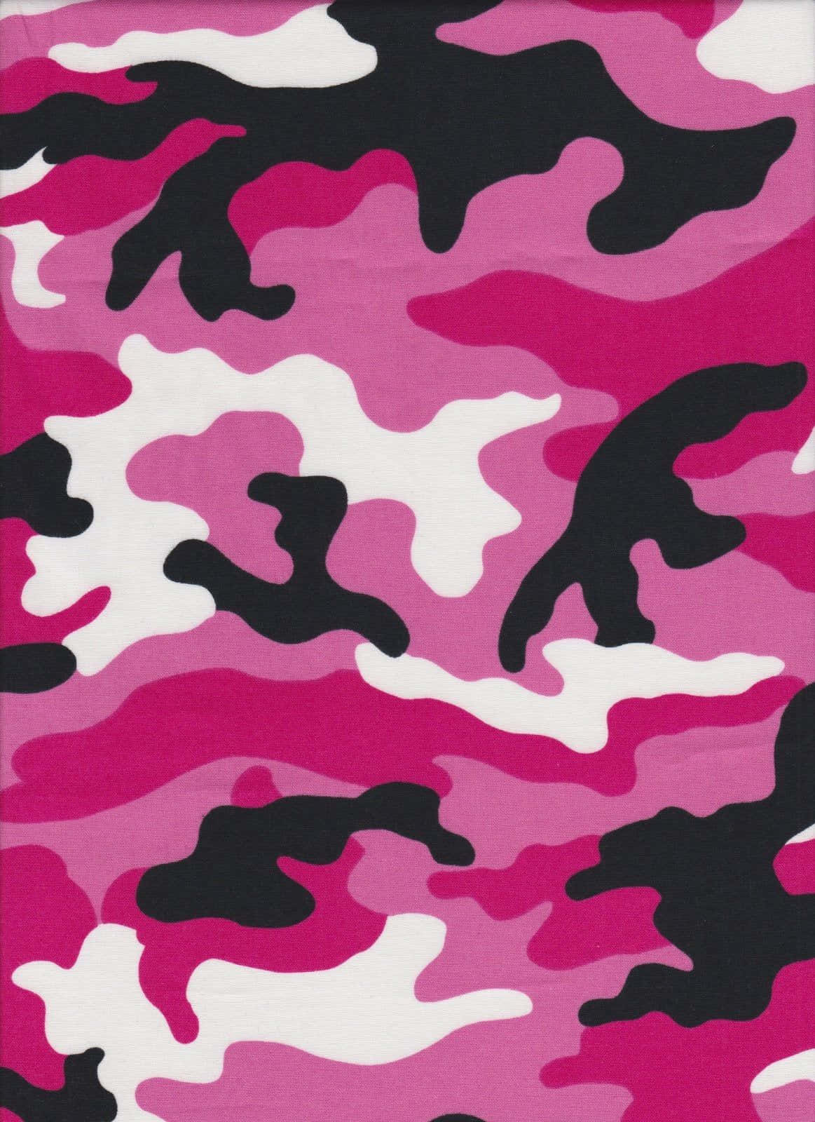 Et pink camouflage-stof med sorte og hvide designs Wallpaper