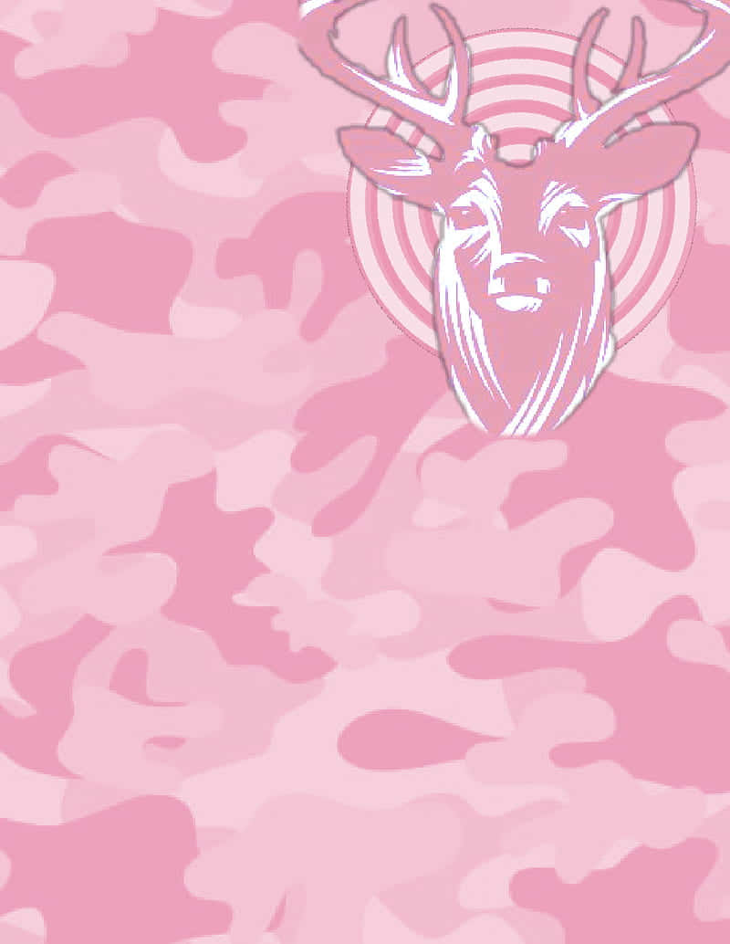 Unfondo De Camuflaje Rosa Con La Cabeza De Un Ciervo Fondo de pantalla