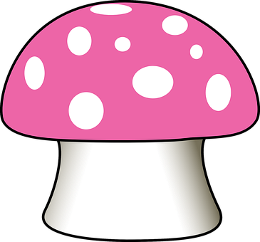 Pink Capped Mushroom Vector PNG