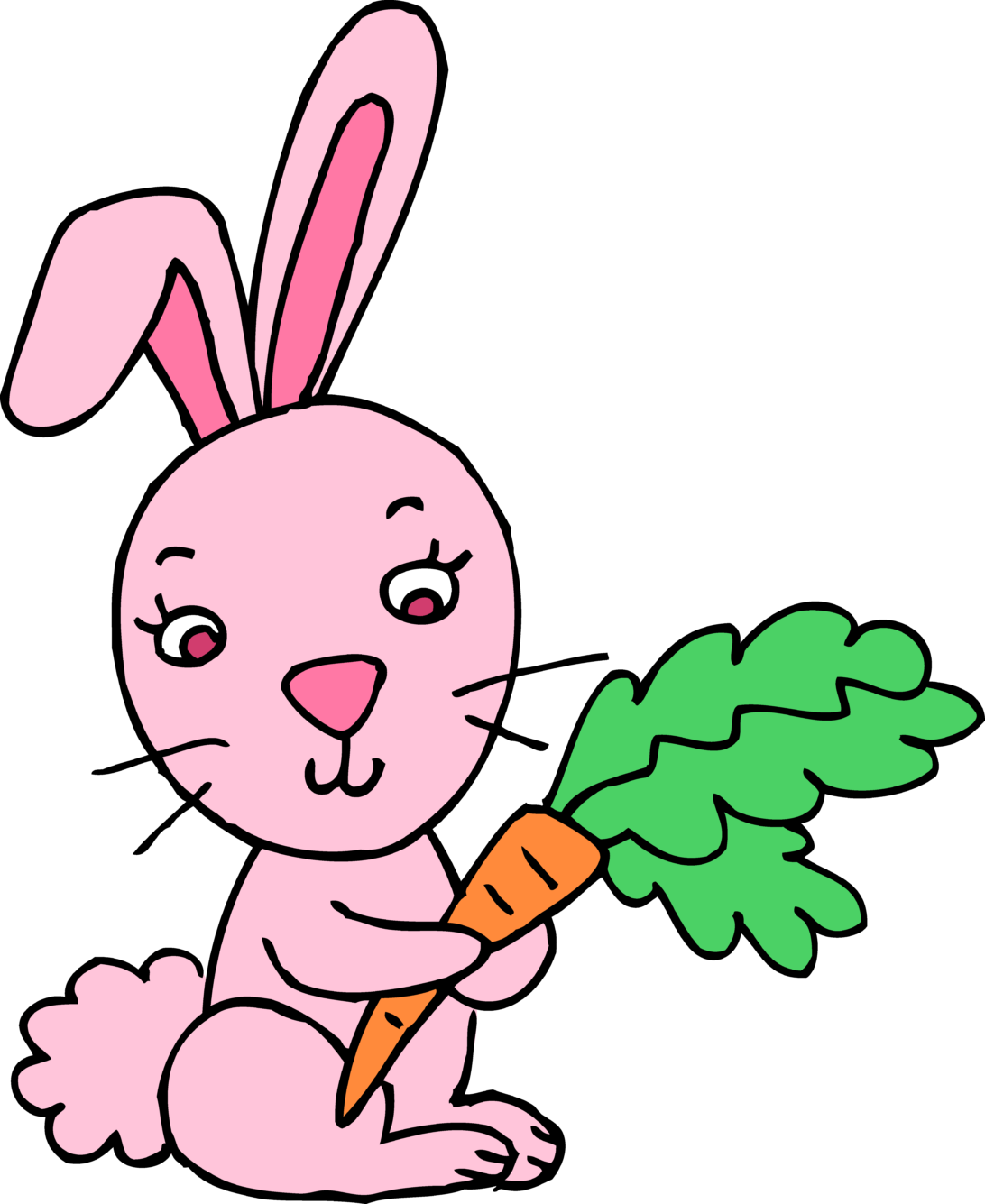 Pink Cartoon Bunnywith Carrot PNG