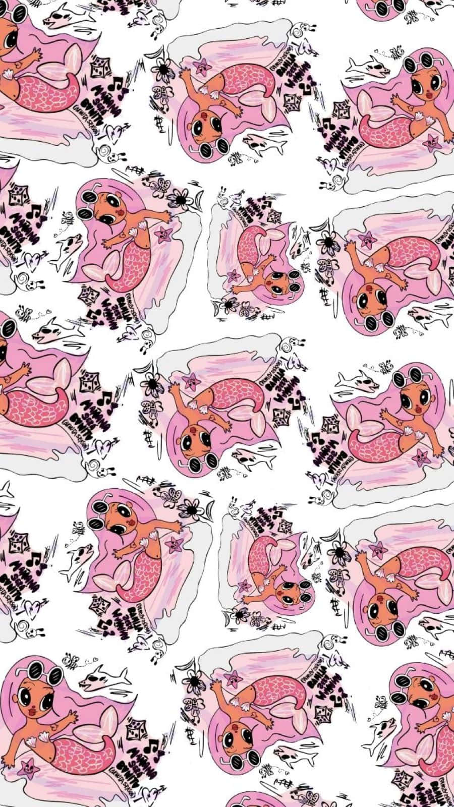 Pink Cartoon Dog Pattern Wallpaper