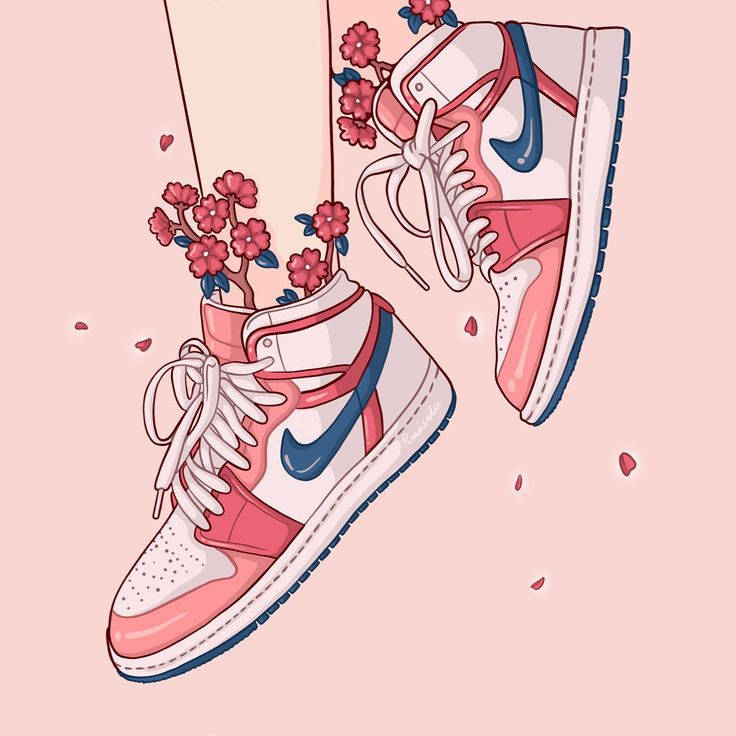 Pink Cartoon Jordan Shoes Wallpaper
