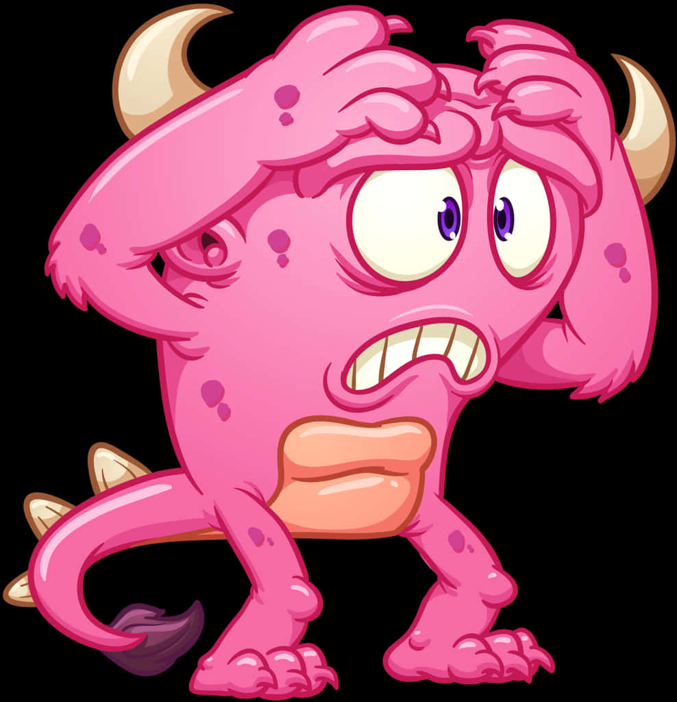 Pink Cartoon Monster Illustration PNG