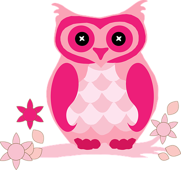 Pink_ Cartoon_ Owl_ Vector PNG