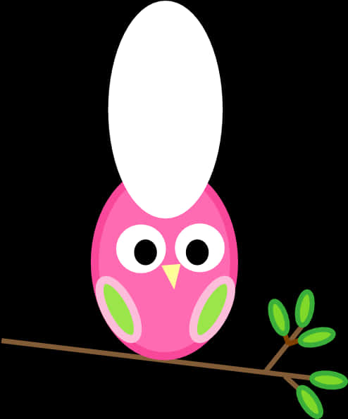 Pink Cartoon Owlon Branch PNG