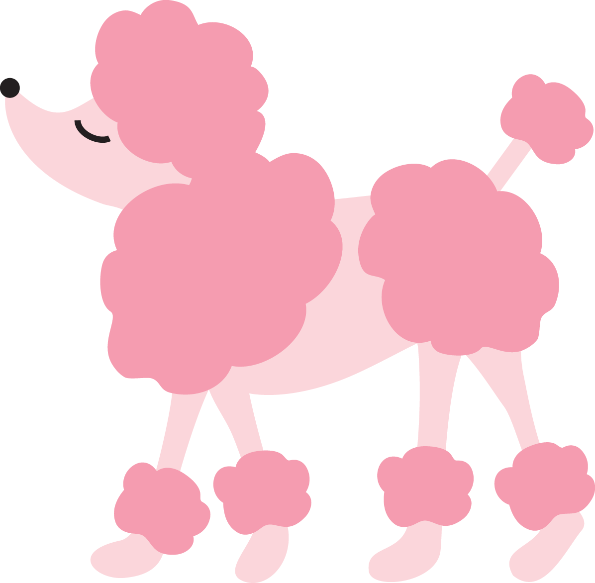 Pink Cartoon Poodle Walking SVG