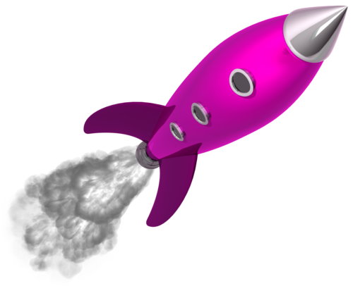Pink Cartoon Rocket In Flight PNG