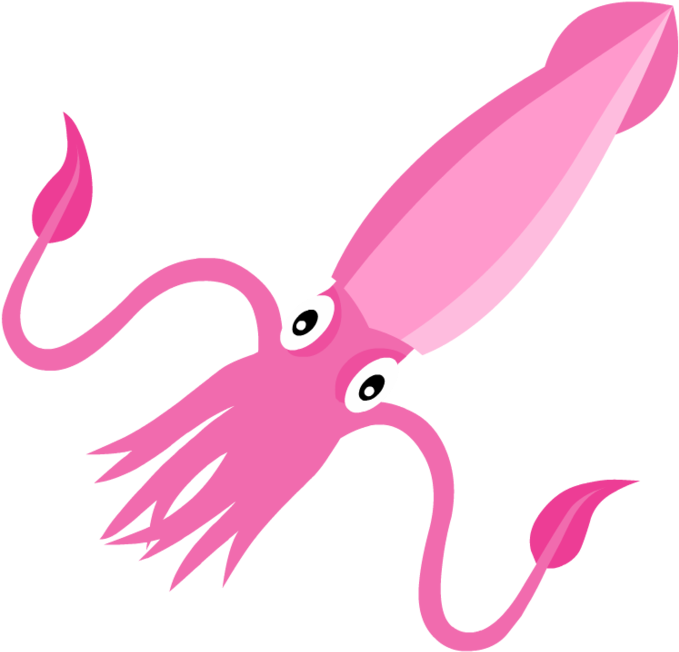Pink Cartoon Squid Illustration PNG